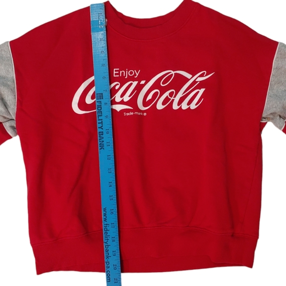 COCA-COLA Red Logo Crewneck Sweatshirt with Grey Accents Size Small - Picture 5 of 6